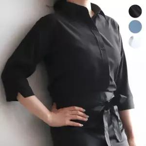 7부 여성셔츠 스판 블랙 화이트 블루 빅사이즈 블라우스 남방 매장 식당 카페 유니폼 단체