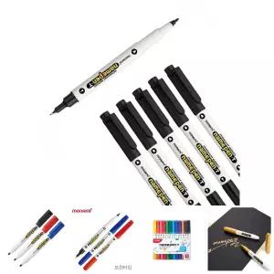 모나미 양면 네임펜 12p세트 흑/선명한/켈리그라피/펜/라이너/필기/양쪽/학습/사무/용품/문구/검정/유성