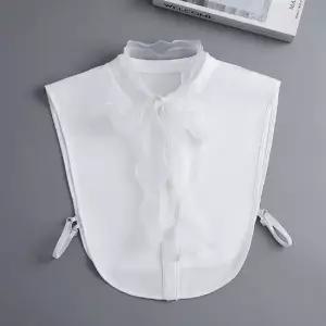 러플 스트랩 포인트 쉬폰리본 페이크 이너 블라우스 넥케이프 이너카라 레이어드카라