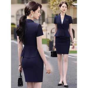 여성용 비즈니스 정장 반소매 유니폼 스커트 팬츠 세트 제품