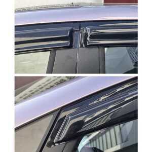 피아트 윈도우 디플렉터 가드 온 제품 2PCS와 바이저 아크릴 레인 윈드 블랙 모터스포츠 테이프 호환되는