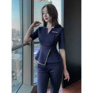 서비스업 종사자 제품 팬츠 여성용 스커트 세트 유니폼 투피스 반소매
