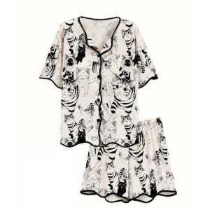 여성용 브라 패턴 파자마 잠옷 패드 세트 제품 내장