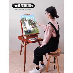 휴대용 접이식 서랍형 제품 상자 화구 이젤 도구 삼각대 미술 야외 테이블이젤