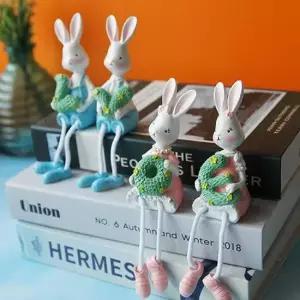 파스텔 앉은토끼 LOVE 미니어처 4P 세트 선반 꾸미기 인테리어인형 장식인형 인형소품