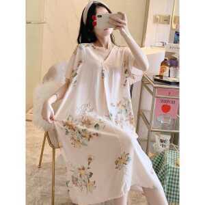 여성용 반소매 긴기장 루즈핏 원피스 홈웨어 잠옷 드레스 제품