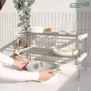 [NS홈쇼핑]코지템 베르디 멀티조절 주방선반 2단 냄비 접시정리 수납랙 세트 싱크대 정리..
