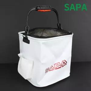 싸파 주머니형 사각 두레박 24cm 화이트/낚시 바스켓 바구니 접이식 밑밥 살림 통 바다 민물 선상 낚시용