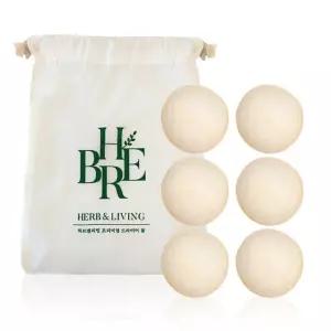 허브앤리빙 양모볼 더스트백 세트 드라이 세탁 빨래 건조 보송 건조기볼 울드라이어볼 옷감 정전기방지