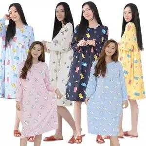 여성 피치 긴팔 잠옷 세트 주니어 원피스 실내 파자마/홈웨어/여름/반팔/수면/면잠옷/캐릭터/여자/순면/치