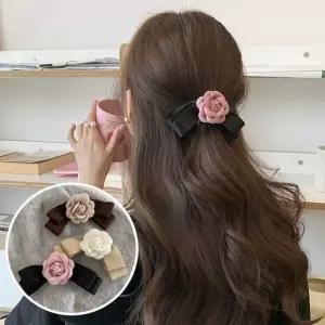 [하프클럽/]실크리본 리본헤어핀 예쁜 꽃송이 리본 헤어 집개핀 URD-303