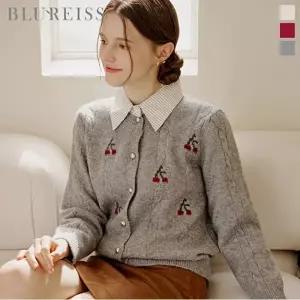 [블루레이스] 카라 배색 체리 울니트 가디건_B5F1KC4621