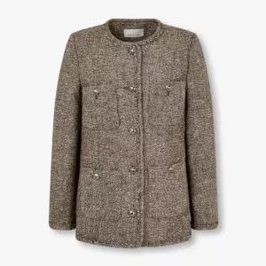 [롯데백화점]보브 프린지 트림 헤링본 하프 자켓 7124410504