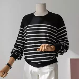 (안나앤플러스) 텐셀 스트라이프 니트[니트CSQ28] 빅사이즈