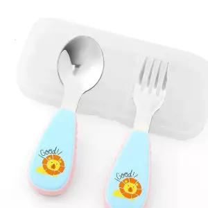 OCE 304스텐 KFDA 유아 수저통 숟가락 포크 세트 블루