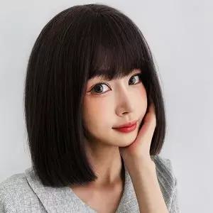 단발 통가발 내추럴블랙 기성 티안나는 패션 전체-WFHFK8H