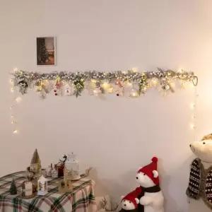 플라워트리 크리스마스 가랜드 벽장식 LED 눈송이 폼폼램프 180cm