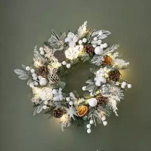 플라워트리 크리스마스 리스 벽장식 LED 눈송이 45cm 소품 데코