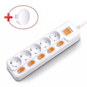 현대 국산 개별 메인 과부하차단 접지 멀티탭 5구 3M (16A)