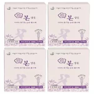 유기농본 100% 유기농 순면패드 착한 생리대 탐폰 슈퍼 12매 x 4팩