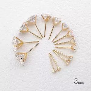 [코스타스웨그]14k 골드 데일리 화이트 큐빅 침귀걸이(3mm)