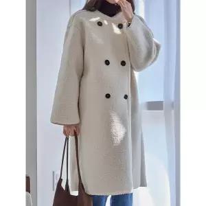 [하프클럽/모리스커밍홈]뽀글이 더블 롱 코트_M2511CT007D