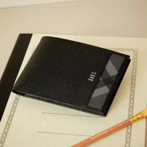 닥스 액세서리 남성 25SS [스테디셀러] 블랙 체크배색 소가죽 반지갑 WBWA5E801BK