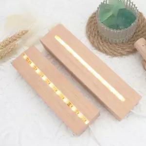 LED 무드등 아크릴 조명 우드 나무 받침대 15cm