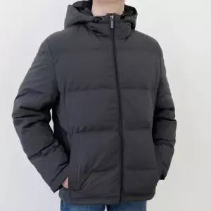 남자 경량 집업 후드 오리털패딩 차콜색 덕다운자켓