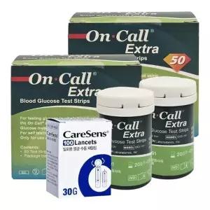 온콜 엑스트라 혈당 시험지 100매 + 침100개 당측정 검사지 스트립 D