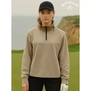 [아웃도어스/맥케이슨]여성 소재 믹스 반집업 티셔츠 베이지 MDW4TL625BEG