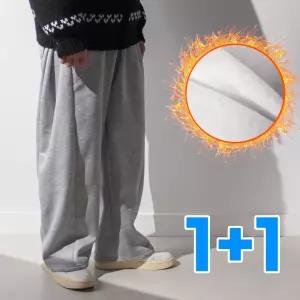 기모 사이드 투턱 벌룬 와이드 트레이닝 팬츠 (2장) / 보온 온장고 겨울 츄리닝 바지