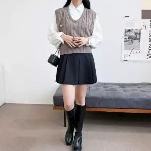 2L-UND 5090 여자브이넥 심플 꽈배기니트조끼