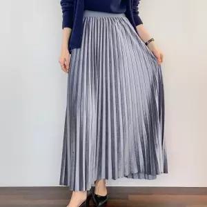 옷자락 여자 밤색 겨울하객룩 벨벳치마 아코디언 고무줄 롱스커트 818173