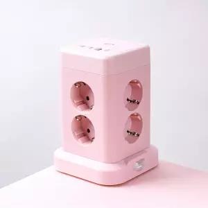 지클릭커 타워 8구 고용량 4000W USB 출력 멀티탭 NP708PD 핑크