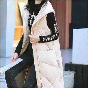 소재 여자 패딩점퍼 후드 조끼 롱패딩 레이어드 민소매 화이버