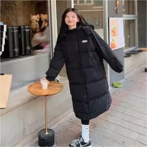 데일리 여자 아우터 후드 패딩 탈부착 학생 교복 롱