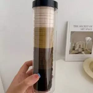 [하프클럽/](20개세트) 브라운톤 머리끈 고무줄 둥근고무줄 똥머리밴드