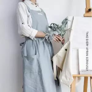 북유럽풍 원피스 앞치마 유치원 공방 카페 앞치마/예쁜/린넨/어린이집/교사/주름/주방/공주/목공용