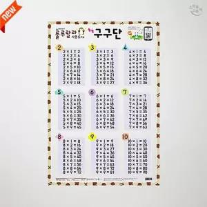 SCS 구구단 사운드 벽보 1개입 유아 초등학생 수학 학습 표 포스터 교육 교구 낱개