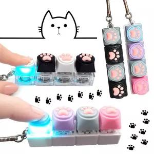 흑백고양이 딸깍이 키링 컬러 모노 LED 불빛 버튼 열쇠고리 선물 피젯토이 키캡