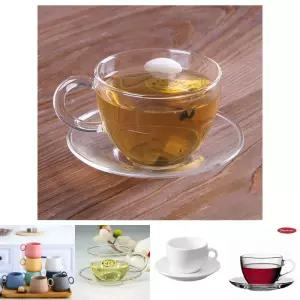 손잡이 유리잔 유리 찻잔 커피잔 받침 세트 50ml/커피컵/녹차잔/홍차잔/티컵/빈티지/레트로/엔틱/가정/용
