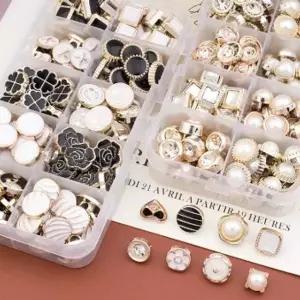 의류 845CKO89 부자재 블라우스 가디건 진주 단추 보석 눈알 미니 수선 장식 진주알 꽃잎 100종