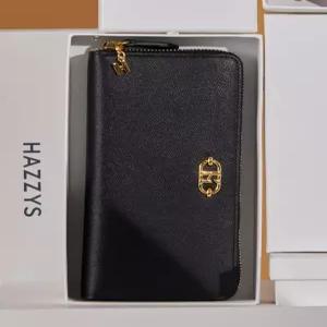 헤지스 액세서리 25FW 블랙 로고장식 소가죽 장지갑 HIWA5F142BK