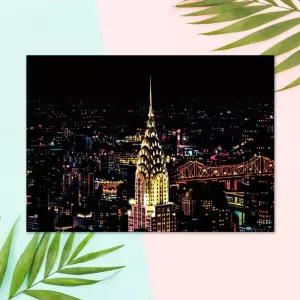 (뉴욕) 야경 스크래치 카드 컬러링북 DIY(A3)/용지/학습용/어린이집/유치원/가정용/드로잉/초등/학교
