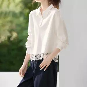 ATMARK (77까지)레이스툴버튼카라티셔츠_AA61TS008G