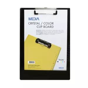 MEDIA 크리스탈 칼라 클립보드 흑색/서류받침/A4케이스/문서철/A4화일/클립파일/클립화일/결재서류/판때기