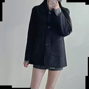 둥근카라 포켓 베이직 하프 코트 여성 모직 자켓 겨울