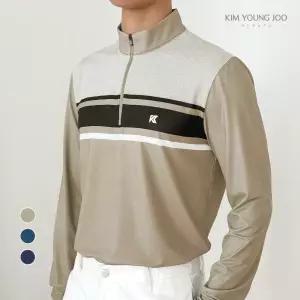 김영주스포츠 남성 스판 티셔츠 KRMT8635 봄 가을 하프넥 골프 출근룩 데일리티셔츠