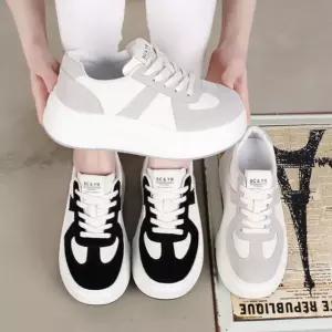 츄얼 여성 스니커즈 소가죽 밴딩 경량 어글리 플랫폼 6cm 통굽 키높이 운동화